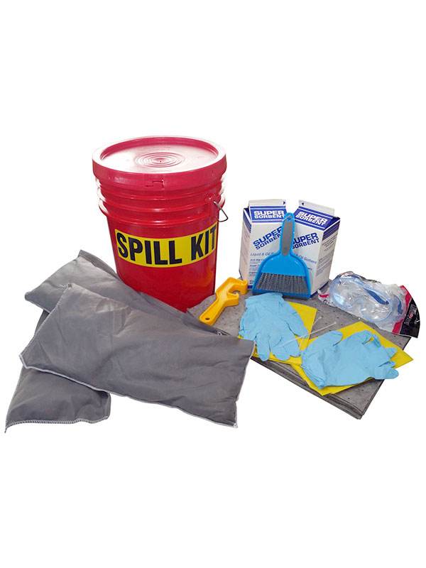 Bucket spill kit and contents