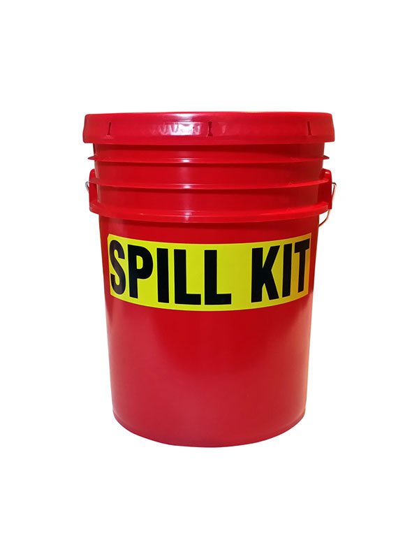 Red spill kit bucket