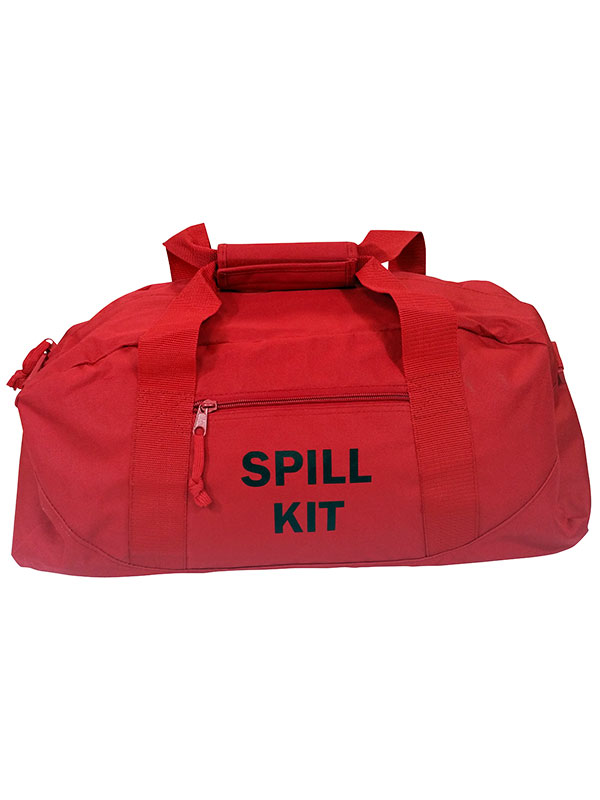 Bright red spill kit duffel bag