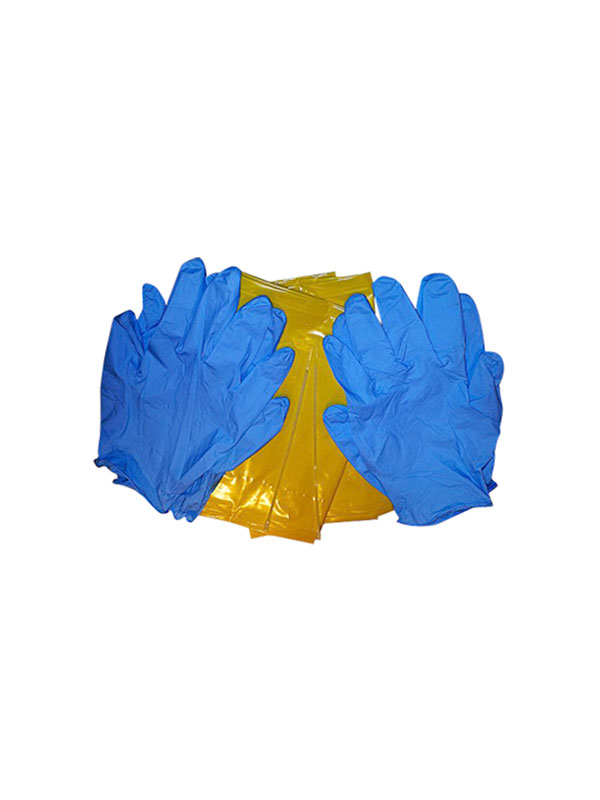 Nitrile gloves and disposal bags with ties